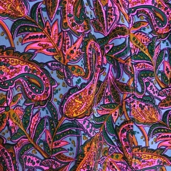 J. Crew Silk Dress Paisley Vibrant Pink Blue Ruffle Sleeves Short Mini - Picture 7 of 11